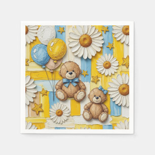 Teddybär-Daisy-Gartenmuster (11) Serviette