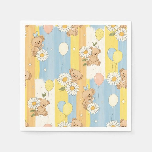 Teddybär-Daisy-Gartenmuster (12) Serviette (Vorderseite)