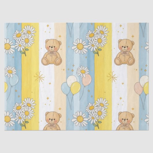 Teddybär-Daisy-Gartenmuster (13) Seidenpapier (Vorderseite)