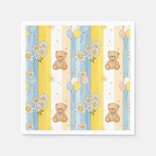 Teddybär-Daisy-Gartenmuster (13) Serviette (Vorderseite)