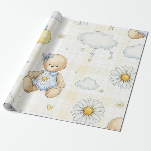 Teddybär-Daisy-Gartenmuster (15) Geschenkpapier (Ungerollt)