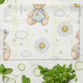 Teddybär-Daisy-Gartenmuster (15) Geschirrtuch (Gefaltet)