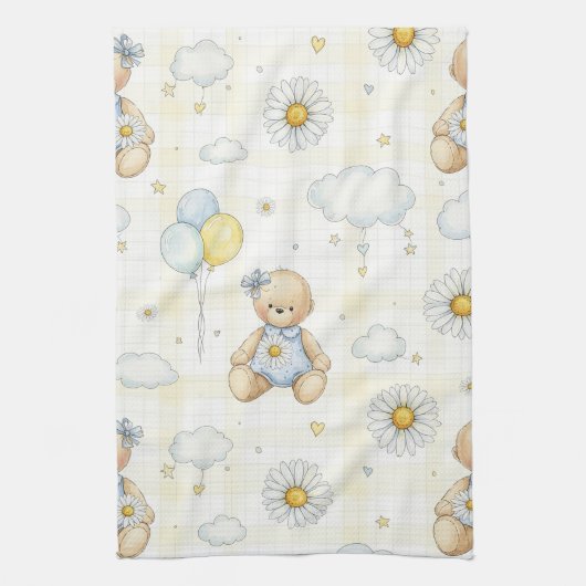 Teddybär-Daisy-Gartenmuster (15) Geschirrtuch (Vertikal)