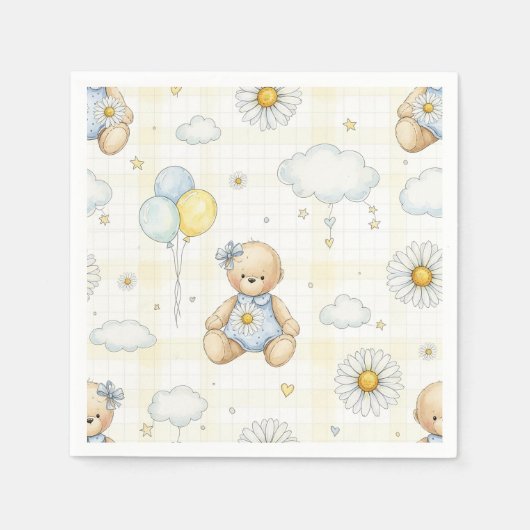 Teddybär-Daisy-Gartenmuster (15) Serviette (Vorderseite)