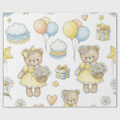 Teddybär-Daisy-Gartenmuster (16) Geschenkpapier (Flach)