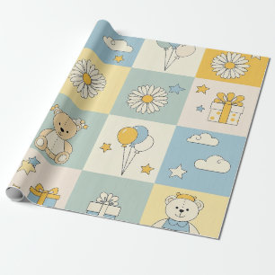 Teddybär-Daisy-Gartenmuster (17) Geschenkpapier