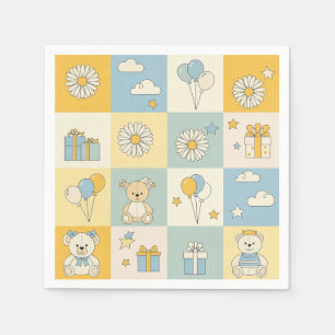 Teddybär-Daisy-Gartenmuster (17) Serviette