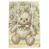 Teddybär-Daisy-Gartenmuster (1) Mittlere Geschenktüte (Rückseite)