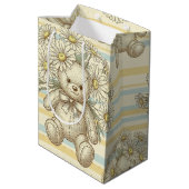 Teddybär-Daisy-Gartenmuster (1) Mittlere Geschenktüte (Rückseite Schrägansicht)