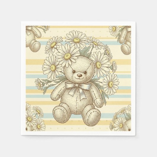 Teddybär-Daisy-Gartenmuster (1) Serviette (Vorderseite)