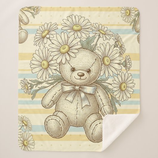 Teddybär-Daisy-Gartenmuster (1) Sherpadecke (Vorderseite)