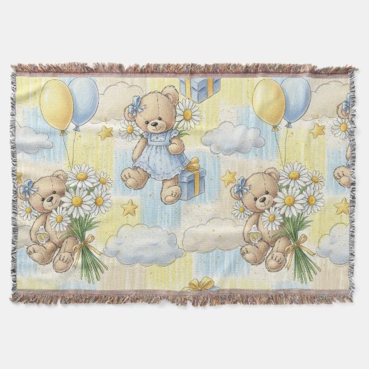 Teddybär-Daisy-Gartenmuster (2) Decke (Vorderseite)
