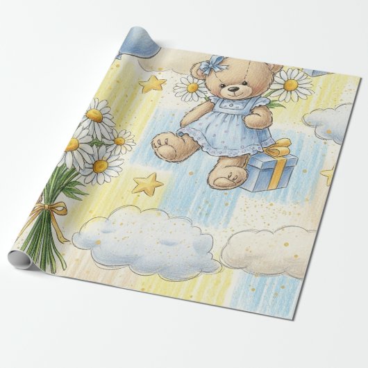 Teddybär-Daisy-Gartenmuster (2) Geschenkpapier (Ungerollt)