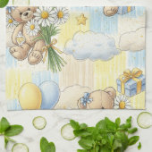 Teddybär-Daisy-Gartenmuster (2) Geschirrtuch (Gefaltet)