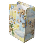 Teddybär-Daisy-Gartenmuster (2) Mittlere Geschenktüte (Rückseite Schrägansicht)