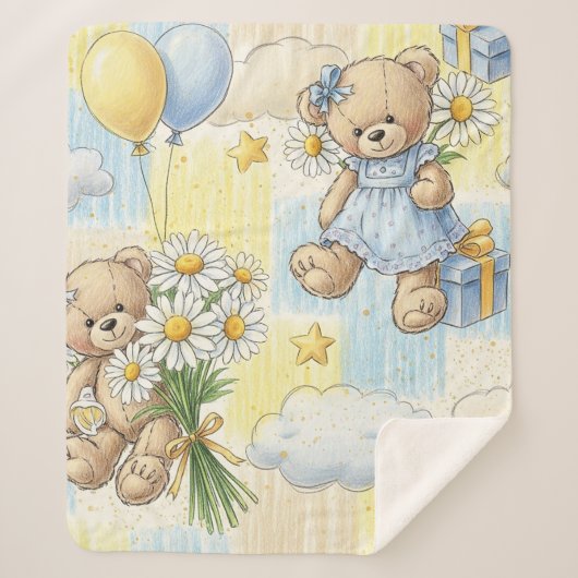 Teddybär-Daisy-Gartenmuster (2) Sherpadecke (Vorderseite)