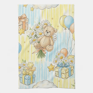 Teddybär-Daisy-Gartenmuster (3) Geschirrtuch
