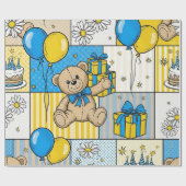 Teddybär-Daisy-Gartenmuster (4) Geschenkpapier (Flach)