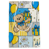 Teddybär-Daisy-Gartenmuster (4) Mittlere Geschenktüte (Vorderseite)