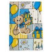 Teddybär-Daisy-Gartenmuster (4) Mittlere Geschenktüte (Rückseite)