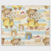 Teddybär-Daisy-Gartenmuster (5) Geschenkpapier (Flach)