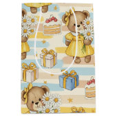 Teddybär-Daisy-Gartenmuster (5) Mittlere Geschenktüte (Vorderseite)