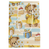 Teddybär-Daisy-Gartenmuster (5) Mittlere Geschenktüte (Rückseite)
