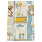 Teddybär-Daisy-Gartenmuster (9) Mittlere Geschenktüte (Rückseite)