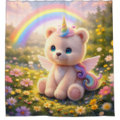 Teddybär-Einhorn-Luxus-Duschvorhang Duschvorhang (Vorderseite)
