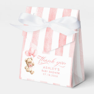 Teddybär Elegant Roséfarben Gestreift Baby Shower Geschenkschachtel