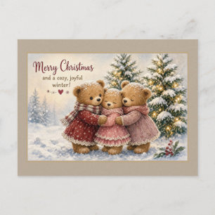 Teddybär-Familienknutschkarte Postkarte