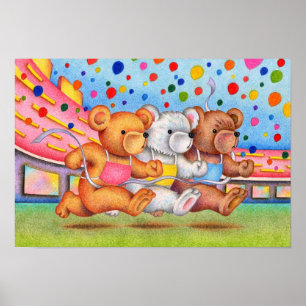 Teddybär-Finishlinie. Poster