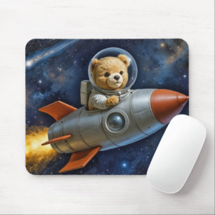 Teddybär fliegt in einem Raumschiff Mousepad