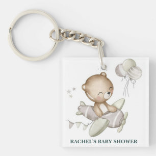 Teddybär-Flugzeug-Baby-Shower-Anhänger  Schlüsselanhänger
