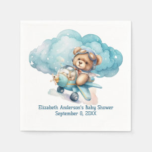 Teddybär-Flugzeug-Junge-Baby-Party Serviette