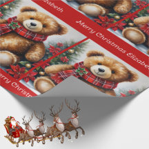 Teddybär Fügen Sie den Namen des Kindes Weihnachts