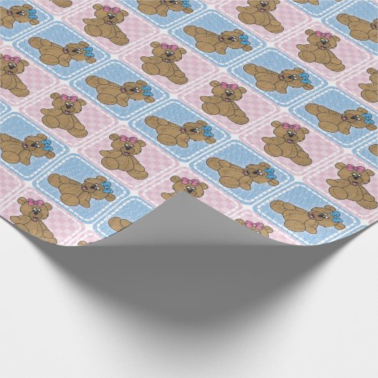 Teddybär für Jungen oder Mädchen Geschenkpapier (Ecke)
