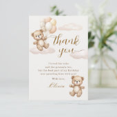 Teddybär Geburtstag Dankeskarte (Stehend Vorderseite)