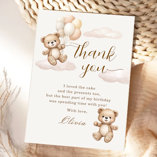 Teddybär Geburtstag Dankeskarte