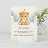 Teddybär Geburtstags-Dankeskarten Einladung (Stehend Vorderseite)
