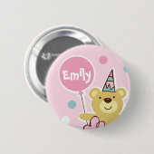 Teddybär-Geburtstags-Knopf - besonders angefertigt Button (Vorne & Hinten)