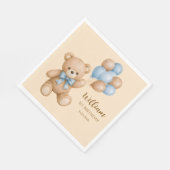 Teddybär Geburtstagsballons personalisierter Name Serviette (Ecke)