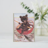 Teddybär geht angeln postkarte (Stehend Vorderseite)