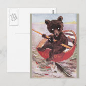 Teddybär geht angeln postkarte (Vorne/Hinten)