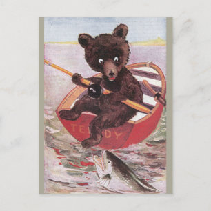 Teddybär geht angeln postkarte