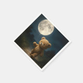 Teddybär geht mit einem Mondballon Serviette (Ecke)