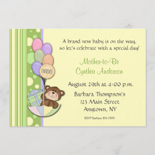 Teddybär-gelbe Babyparty-Einladung Einladung