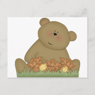 Teddybär genießt den Herbst Postkarte