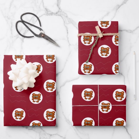 Teddybär Geschenkpapier Set (Vorderseite)