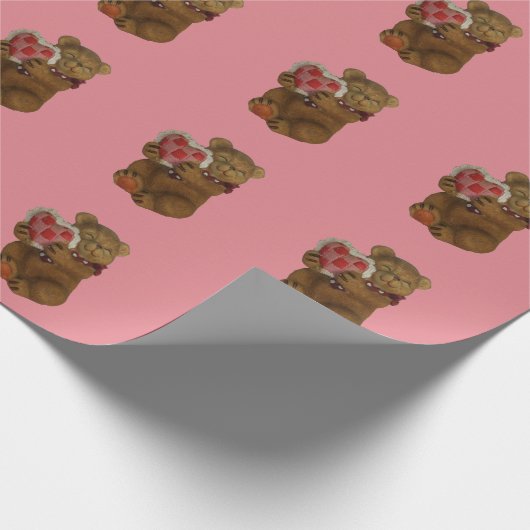 Teddybär gibt ein Herz Geschenkpapier (Ecke)